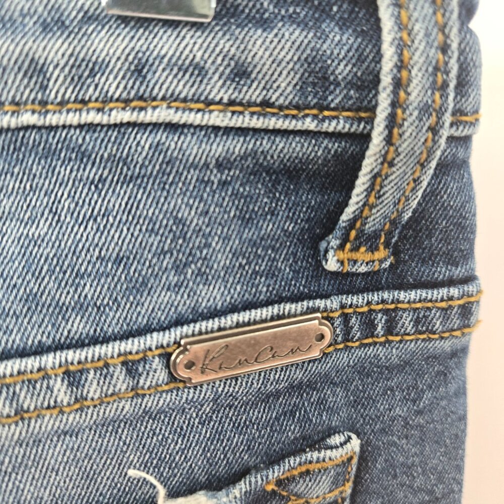 Kancan Blue Sun Moon Painted Distressed Raw Edge Jeans Waist 24 Size 1 - Picture 10 of 15